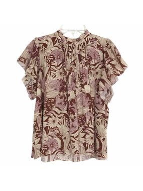 Trovata Birds of Paradise Floral Flutter Sleeve Carla Top XS